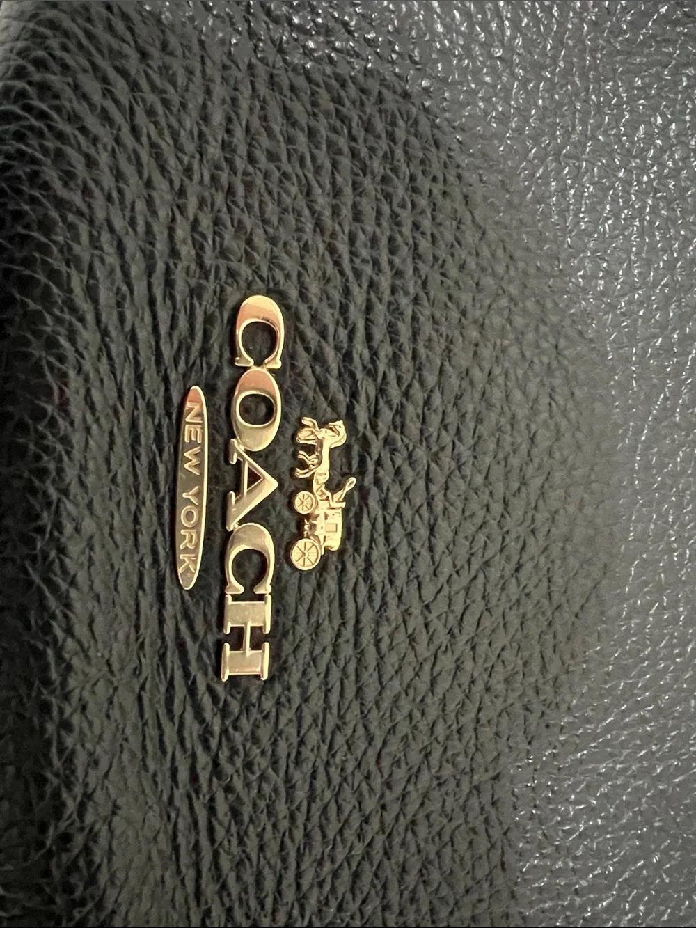 Coach Black Pebbled Leather Crescent Bag with Gold Hardware
